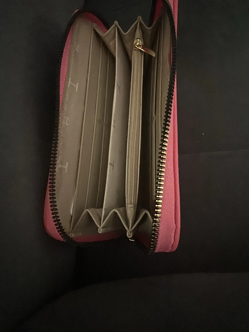 Vintage H by Halston Coral Pink Zip Wallet with Gold Hardware